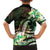 Polynesian Art Tattoo Family Matching Off The Shoulder Long Sleeve Dress and Hawaiian Shirt Plumeria Flowers Green Gradient