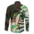 Polynesian Art Tattoo Family Matching Off The Shoulder Long Sleeve Dress and Hawaiian Shirt Plumeria Flowers Green Gradient