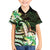 Polynesian Art Tattoo Family Matching Off The Shoulder Long Sleeve Dress and Hawaiian Shirt Plumeria Flowers Green Gradient