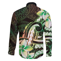 Polynesian Art Tattoo Family Matching Puletasi and Hawaiian Shirt Plumeria Flowers Green Gradient LT05 - Polynesian Pride
