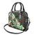 Polynesian Art Tattoo Shoulder Handbag Plumeria Flowers Green Gradient