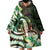 Polynesian Art Tattoo Wearable Blanket Hoodie Plumeria Flowers Green Gradient