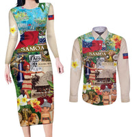 Samoa Culture Couples Matching Long Sleeve Bodycon Dress and Long Sleeve Button Shirt Embracing The Spirit