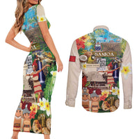 Samoa Culture Couples Matching Short Sleeve Bodycon Dress and Long Sleeve Button Shirt Embracing The Spirit