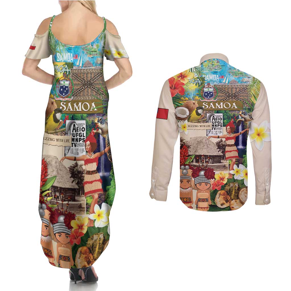 Samoa Culture Couples Matching Summer Maxi Dress and Long Sleeve Button Shirt Embracing The Spirit