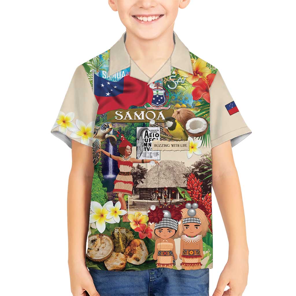 Samoa Culture Family Matching Long Sleeve Bodycon Dress and Hawaiian Shirt Embracing The Spirit LT05 Son's Shirt Beige - Polynesian Pride