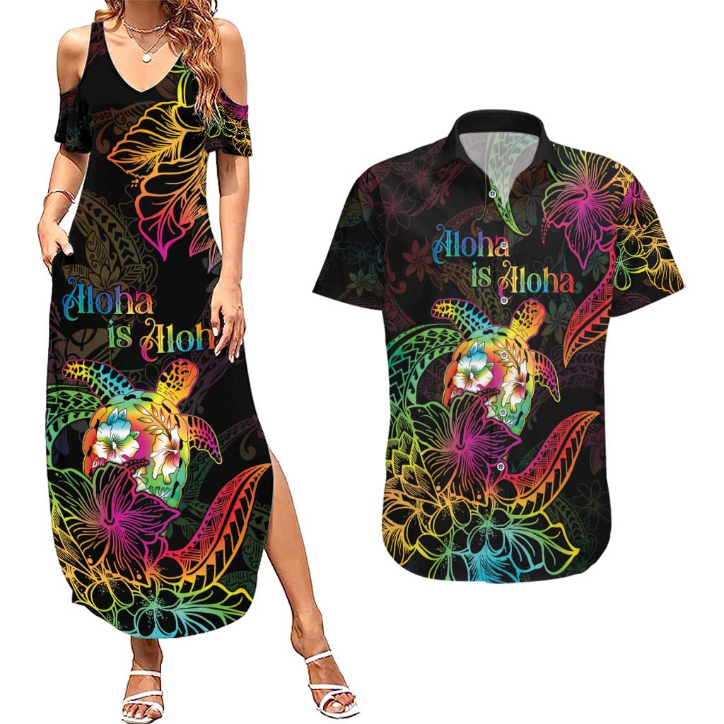 Hawaii Pride Couples Matching Summer Maxi Dress and Hawaiian Shirt Aloha Is Aloha LT05 Colorful - Polynesian Pride