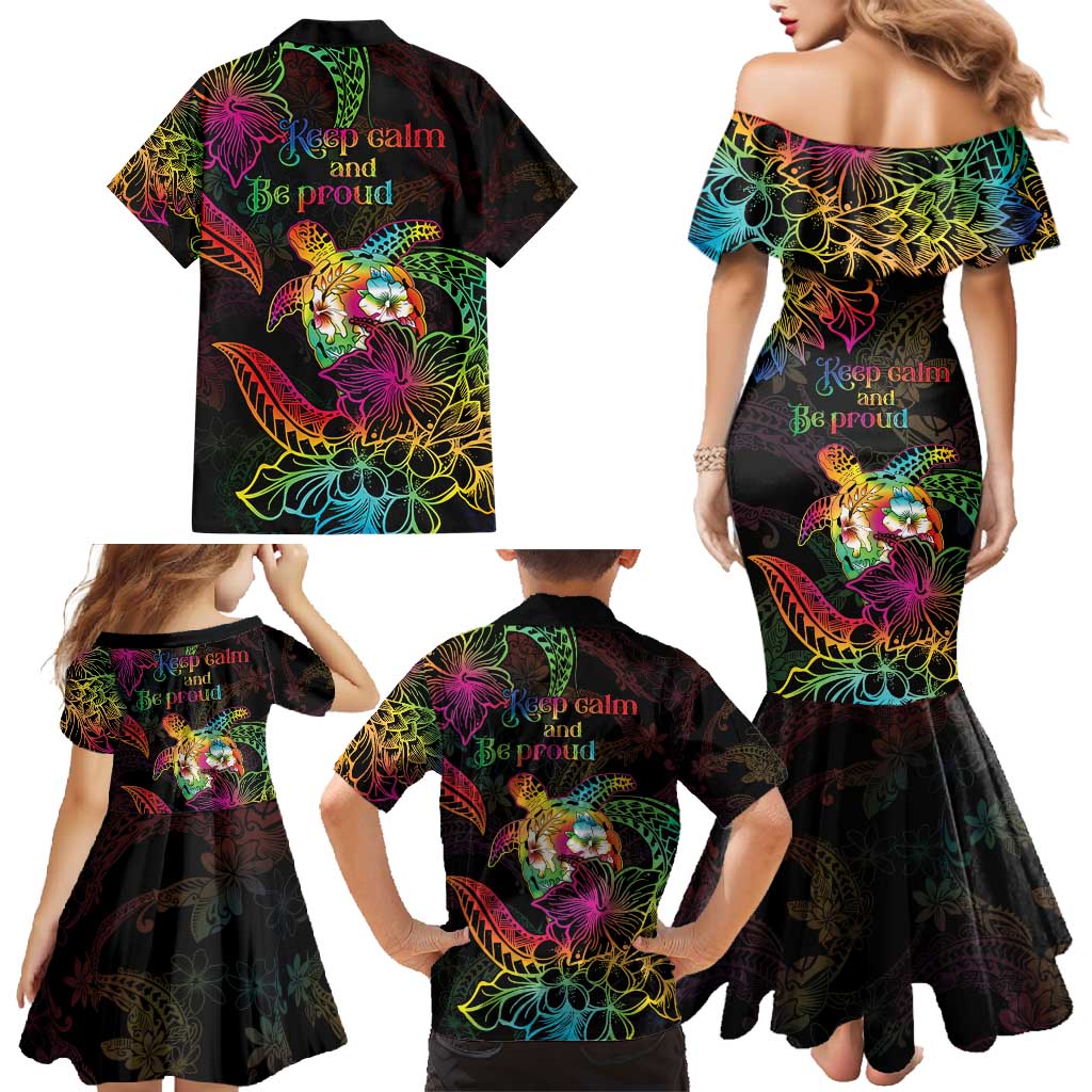 Hawaii Pride Family Matching Mermaid Dress and Hawaiian Shirt Aloha Is Aloha