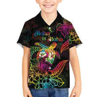 Hawaii Pride Family Matching Off Shoulder Short Dress and Hawaiian Shirt Aloha Is Aloha