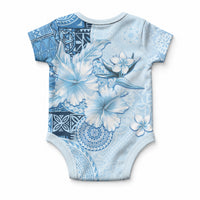 Hawaii Tapa Pattern With Blue Hibiscus Baby Onesie LT05 - Polynesian Pride