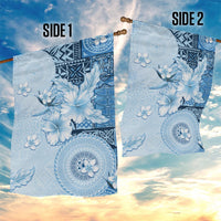 Hawaii Tapa Pattern With Blue Hibiscus Garden Flag