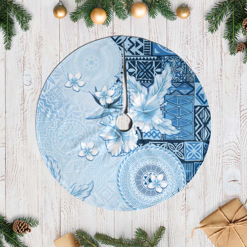 Hawaii Tapa Pattern With Blue Hibiscus Tree Skirt LT05 Casual Blue - Polynesian Pride