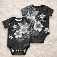 Hawaii Tapa Pattern With Black Hibiscus Baby Onesie LT05 - Polynesian Pride