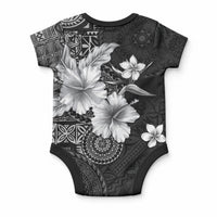 Hawaii Tapa Pattern With Black Hibiscus Baby Onesie LT05 - Polynesian Pride