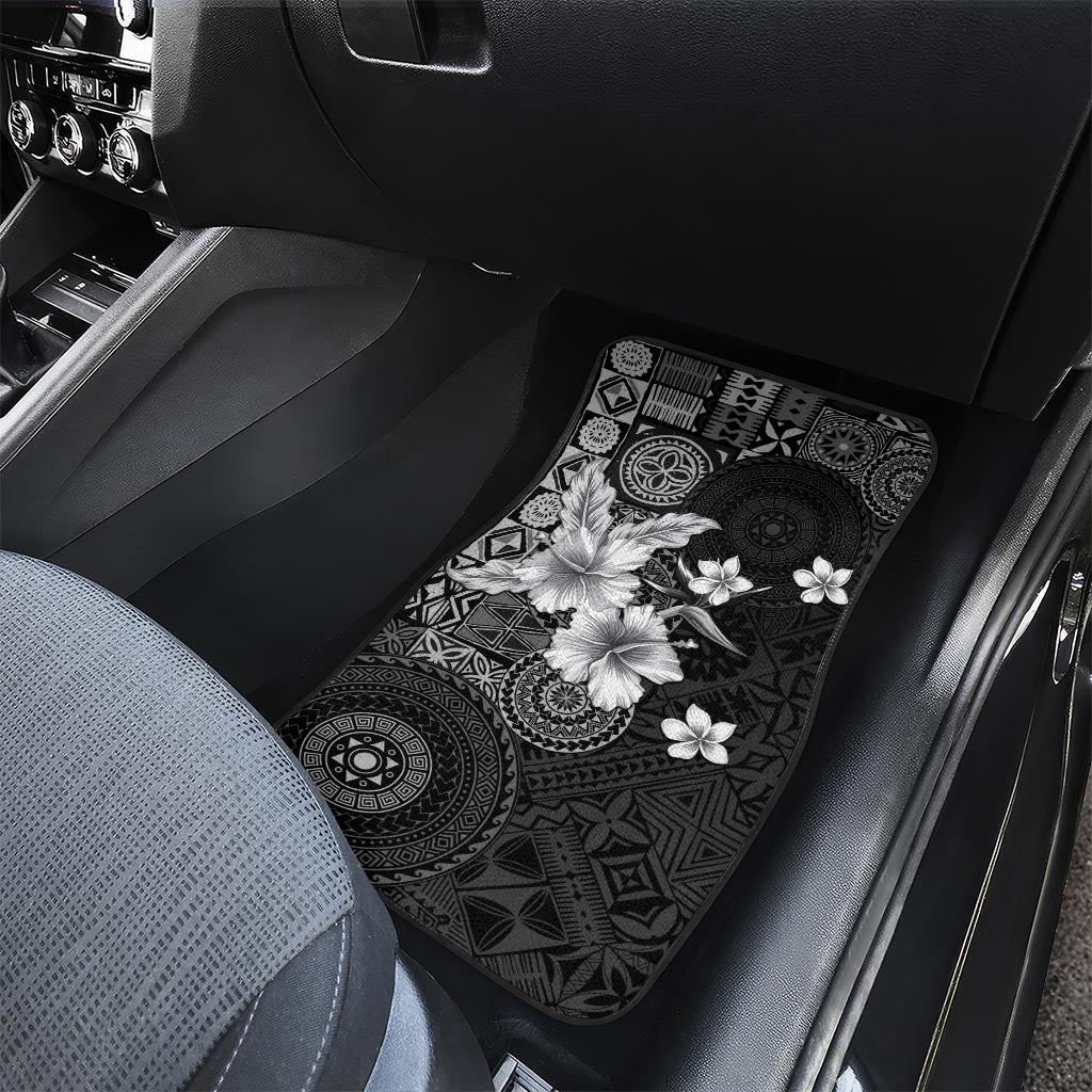 Hawaii Tapa Pattern With Black Hibiscus Car Mats