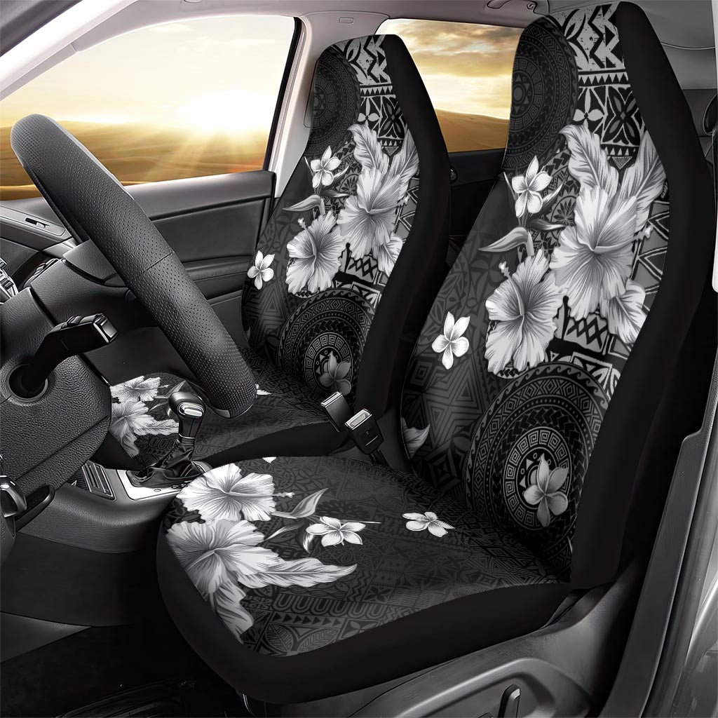 Hawaii Tapa Pattern With Black Hibiscus Car Seat Cover