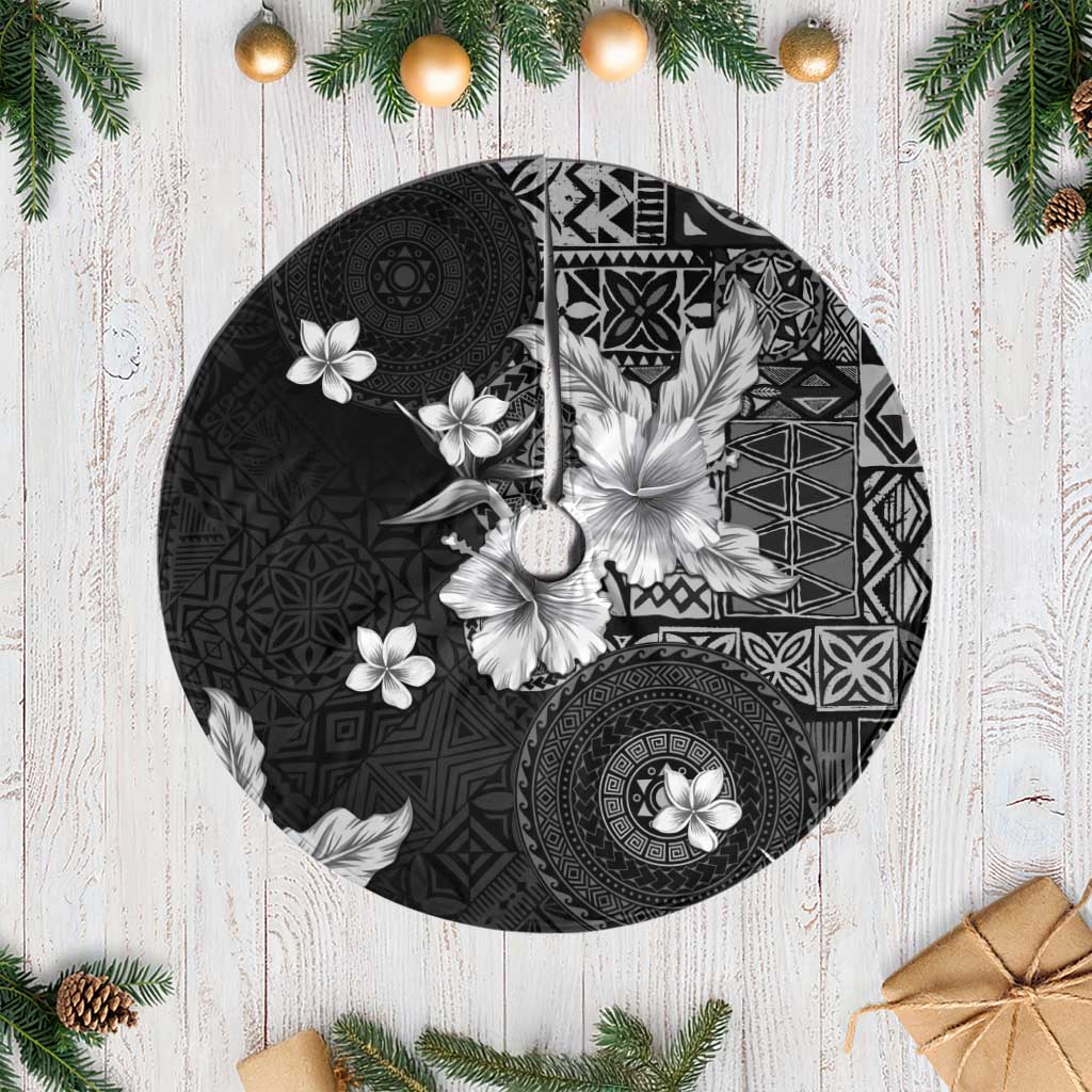 Hawaii Tapa Pattern With Black Hibiscus Tree Skirt LT05 Casual Black - Polynesian Pride