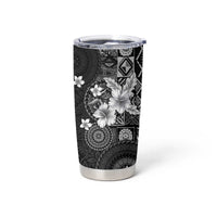 Hawaii Tapa Pattern With Black Hibiscus Tumbler Cup