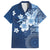 Hawaii Tapa Pattern With Navy Hibiscus Family Matching Tank Maxi Dress and Hawaiian Shirt