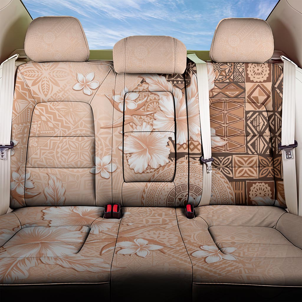 Hawaii Tapa Pattern With Brown Hibiscus Back Car Seat Cover LT05 One Size Brown - Polynesian Pride
