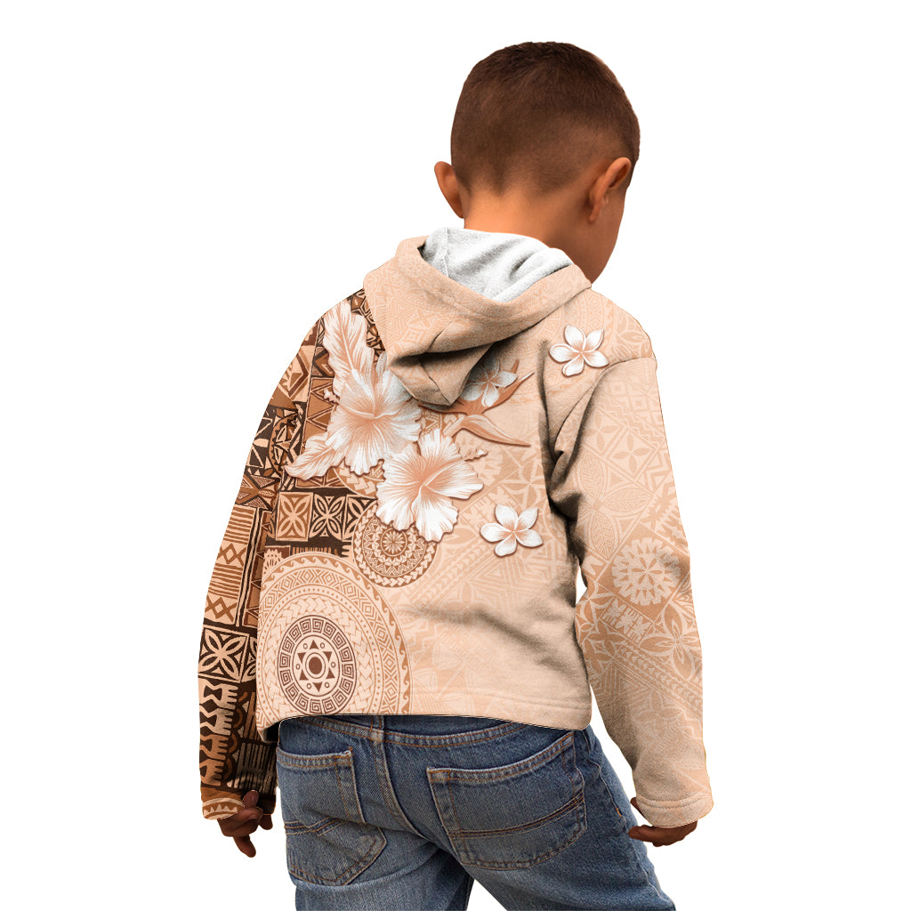 Hawaii Tapa Pattern With Brown Hibiscus Kid Hoodie