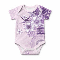 Hawaii Tapa Pattern With Violet Hibiscus Baby Onesie LT05 Violet - Polynesian Pride