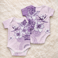Hawaii Tapa Pattern With Violet Hibiscus Baby Onesie LT05 - Polynesian Pride