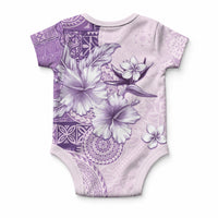 Hawaii Tapa Pattern With Violet Hibiscus Baby Onesie LT05 - Polynesian Pride
