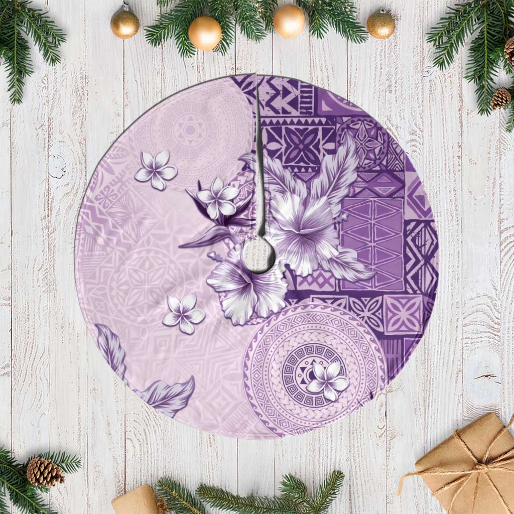 Hawaii Tapa Pattern With Violet Hibiscus Tree Skirt LT05 Casual Violet - Polynesian Pride