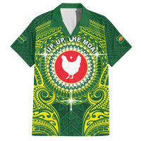 Personalized American Samoa Manua Cession Day Family Matching Off The Shoulder Long Sleeve Dress and Hawaiian Shirt Up Up The Moa LT05 Dad's Shirt - Short Sleeve Green - Polynesian Pride