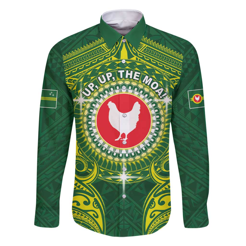 Personalized American Samoa Manua Cession Day Family Matching Short Sleeve Bodycon Dress and Hawaiian Shirt Up Up The Moa LT05 Dad's Shirt - Long Sleeve Green - Polynesian Pride