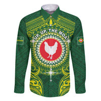 Personalized American Samoa Manua Cession Day Family Matching Short Sleeve Bodycon Dress and Hawaiian Shirt Up Up The Moa LT05 Dad's Shirt - Long Sleeve Green - Polynesian Pride