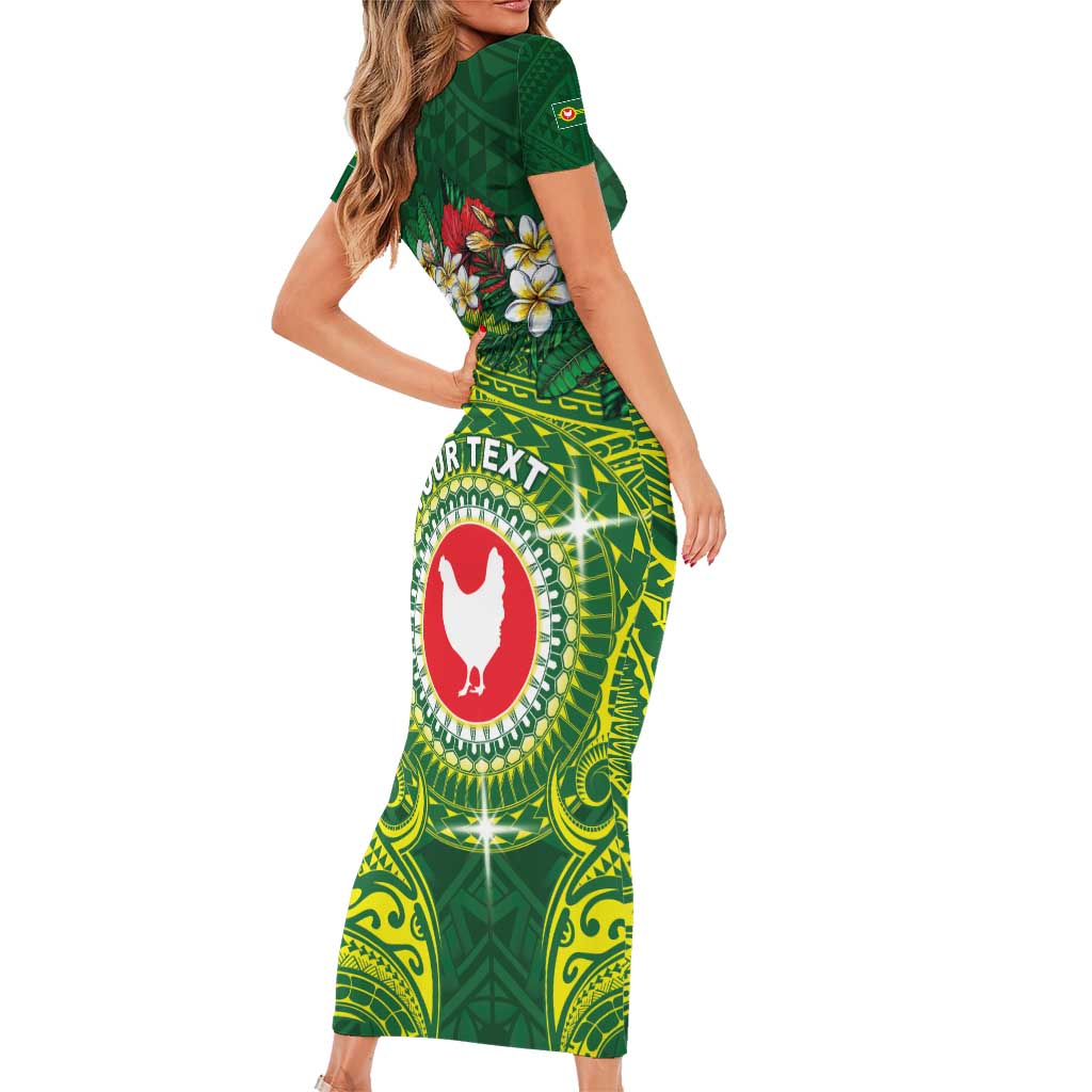 Personalized American Samoa Manua Cession Day Family Matching Short Sleeve Bodycon Dress and Hawaiian Shirt Up Up The Moa LT05 - Polynesian Pride