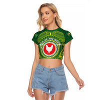 Personalized American Samoa Manua Cession Day Raglan Cropped T Shirt Up Up The Moa
