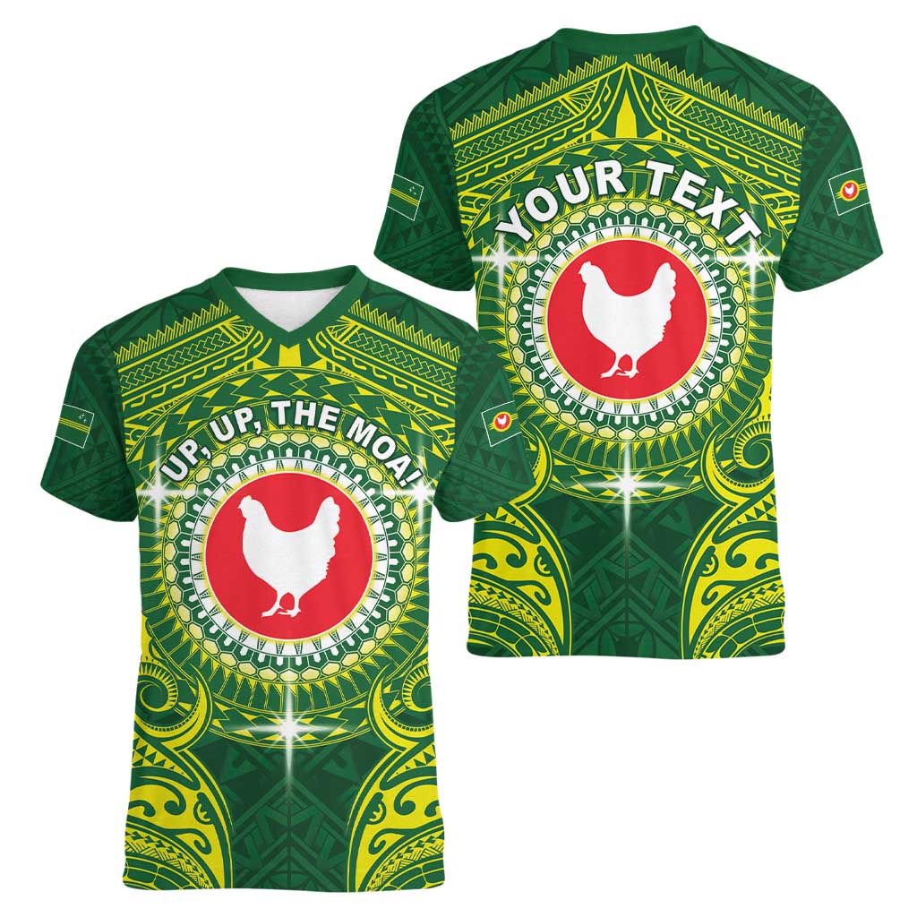 Personalized American Samoa Manua Cession Day Women V-Neck T-Shirt Up Up The Moa