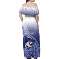 Personalized Samoana High School Family Matching Off Shoulder Maxi Dress and Hawaiian Shirt Polynesian Tribal Shark
