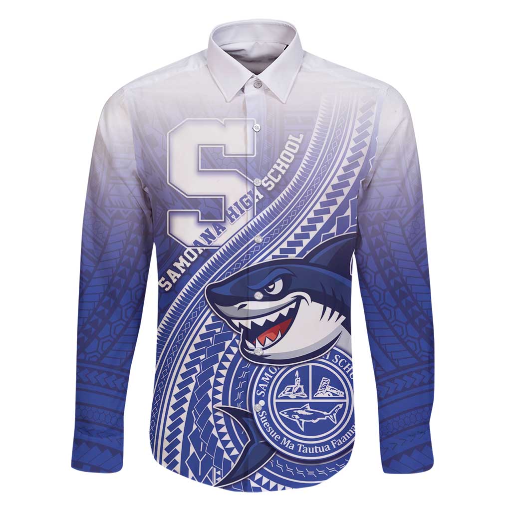 Personalized Samoana High School Family Matching Summer Maxi Dress and Hawaiian Shirt Polynesian Tribal Shark