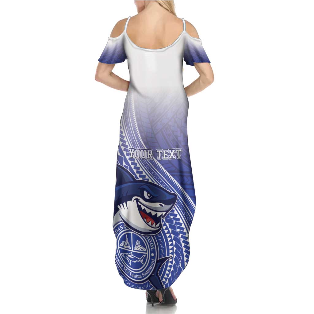 Personalized Samoana High School Family Matching Summer Maxi Dress and Hawaiian Shirt Polynesian Tribal Shark