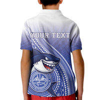 Personalized Samoana High School Kid Polo Shirt Polynesian Tribal Shark