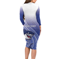 Personalized Samoana High School Long Sleeve Bodycon Dress Polynesian Tribal Shark LT05 - Polynesian Pride
