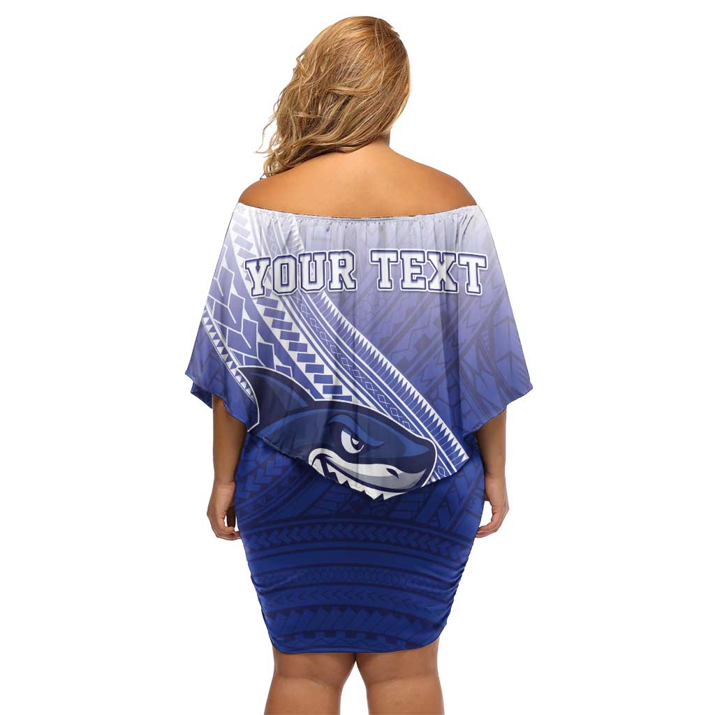 Personalized Samoana High School Off Shoulder Short Dress Polynesian Tribal Shark