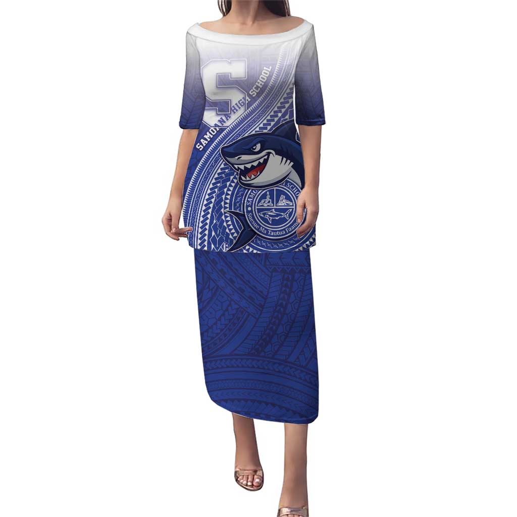 Personalized Samoana High School Puletasi Polynesian Tribal Shark