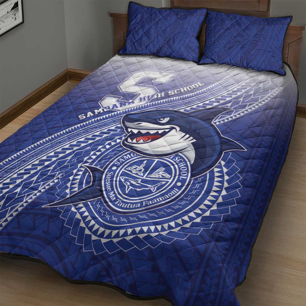 Samoana High School Quilt Bed Set Polynesian Tribal Shark