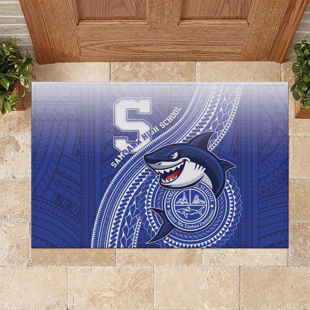 Samoana High School Rubber Doormat Polynesian Tribal Shark