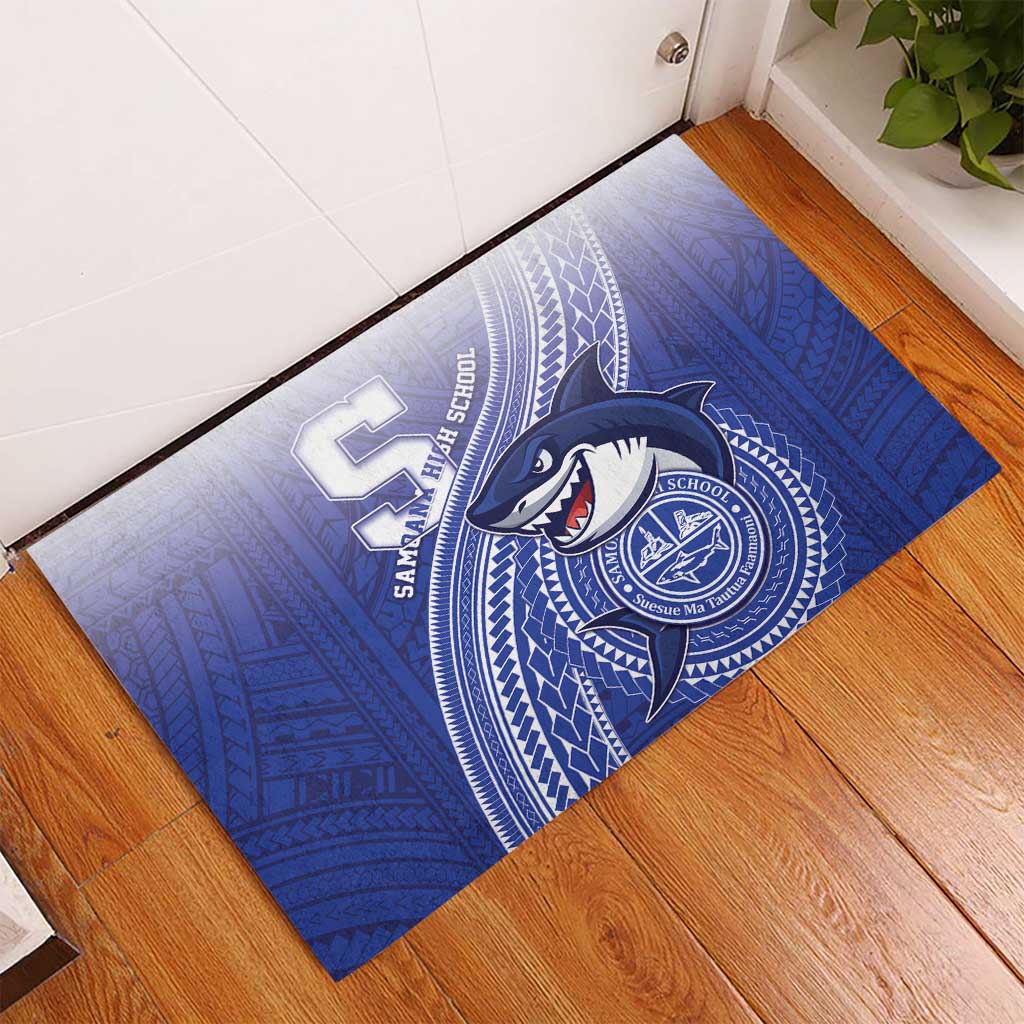 Samoana High School Rubber Doormat Polynesian Tribal Shark