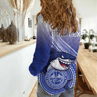 Personalized Samoana High School Women Casual Shirt Polynesian Tribal Shark