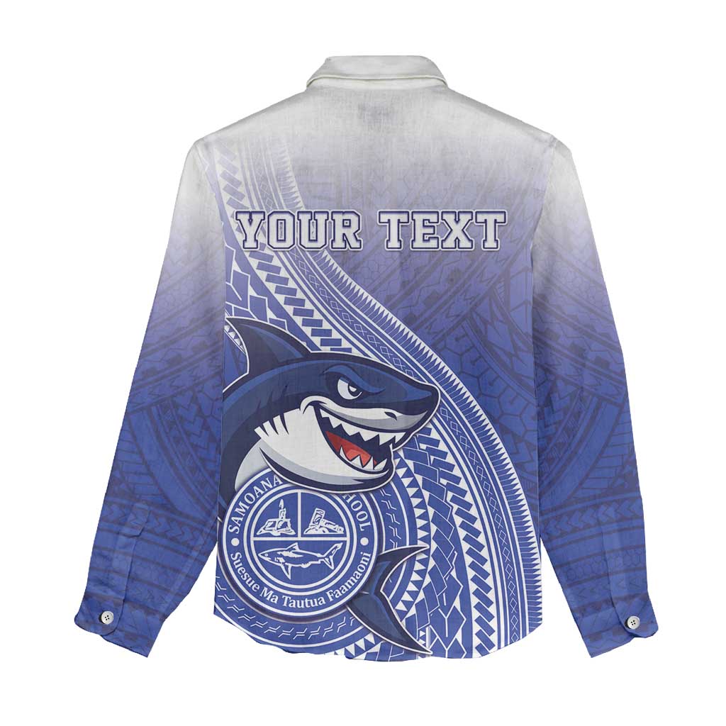 Personalized Samoana High School Women Casual Shirt Polynesian Tribal Shark