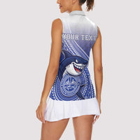 Personalized Samoana High School Women Sleeveless Polo Shirt Polynesian Tribal Shark