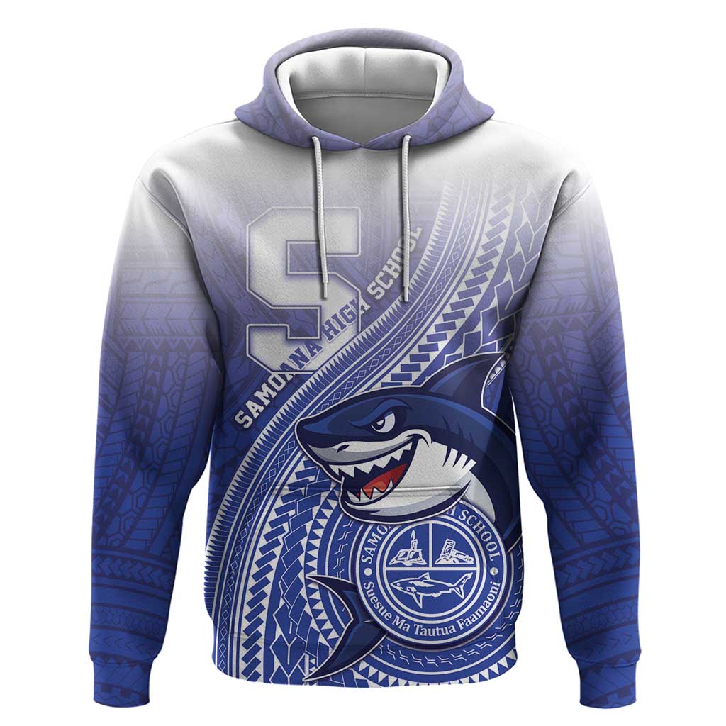 Personalized Samoana High School Zip Hoodie Polynesian Tribal Shark