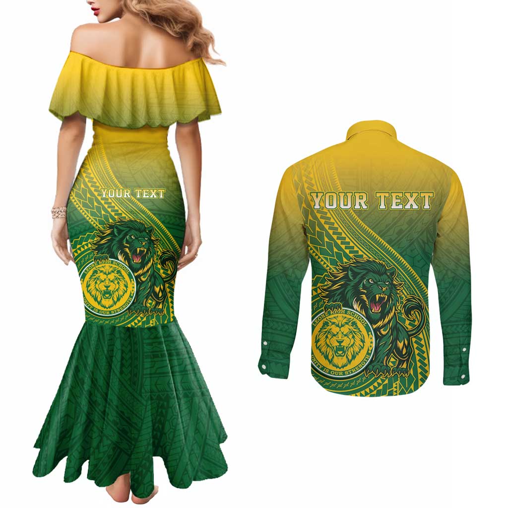 Personalized Leone High School Couples Matching Mermaid Dress and Long Sleeve Button Shirt Leone Lion